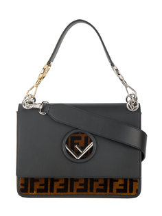 кожано-шелковая квадратная сумка Kan I с логотипом Fendi