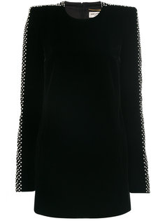 мини-платье декорированное кристаллами Saint Laurent
