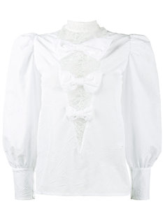 блузка с эффектом помятости и кружевными вставками Alessandra Rich