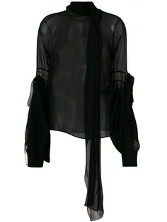 полупрозрачная блузка с объемными рукавами  Saint Laurent