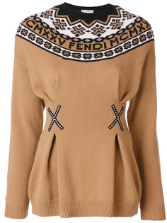 свитер с круглым вырезом и логотипом  Fendi