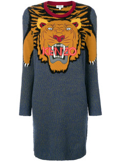 платье-свитер колор блок с тигром  Kenzo