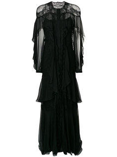 платье с кружевом и оборками Alberta Ferretti