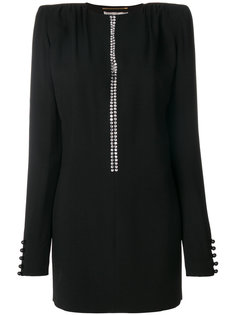 платье мини с отделкой кристаллами Saint Laurent