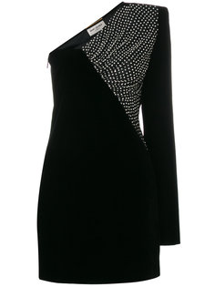 асимметричное бархатное платье миди Saint Laurent