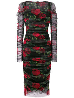 платье с принтом и сборками  Dolce &amp; Gabbana