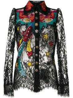 кружевная рубашка с нашивками Dolce &amp; Gabbana