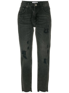 укороченные джинсы с рваными деталями One Teaspoon