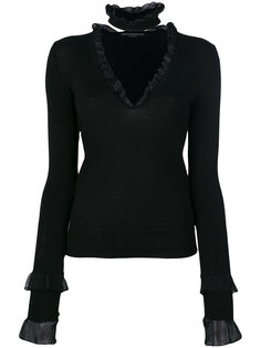 блузка с рюшами и V-образным вырезом Ermanno Scervino