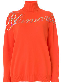 свитер с логотипом и стразами  Blumarine