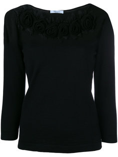 трикотажный топ с цветочной отделкой Blumarine
