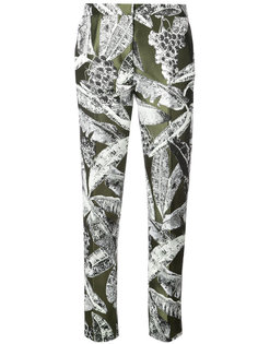 классические брюки с лиственным принтом Oscar de la Renta