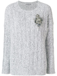 трикотажный джемпер с брошью Ermanno Scervino