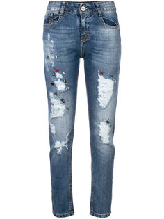 декорированные джинсы с рваными деталями Blugirl