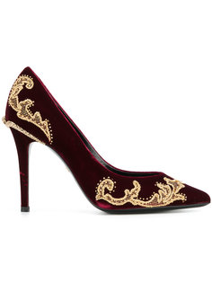 декорированные бархатные туфли-лодочки Roberto Cavalli