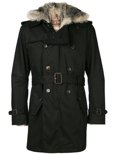пальто с капюшоном и оторочкой лисьим мехом Sealup