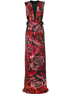 платье с принтом роз и шнуровкой по бокам Just Cavalli