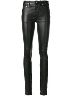кожаные брюки кроя скинни Saint Laurent