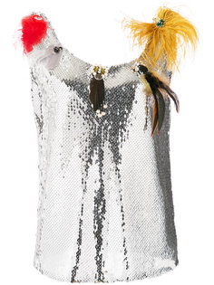 блузка с отделкой перьями и пайетками Sonia Rykiel