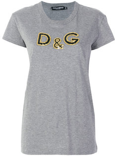 футболка с логотипом из пайеток Dolce &amp; Gabbana