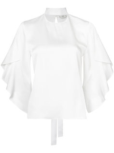 frill sleeve blouse with neck tie detail Fendi