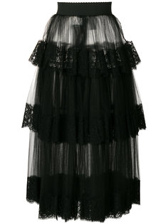 многоярусная юбка из тюля с кружевной отделкой Dolce &amp; Gabbana