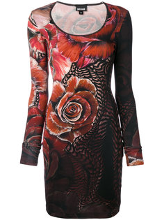 цветочное платье с длинными рукавами Just Cavalli