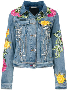 джинсовая куртка с цветочными нашивками Philipp Plein