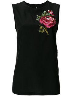 футболка с вышивкой розы Dolce &amp; Gabbana