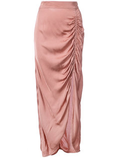 liquid satin gathered maxi skirt Raquel Allegra