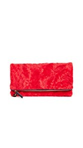 Clare V. Fold Over Shearling Clutch