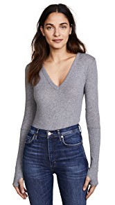 Enza Costa Cuffed V Neck Top