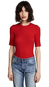 Enza Costa Rib Half Sleeve Crew Tee