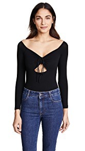 T by Alexander Wang Bodysuit with Cutout &amp; Ties