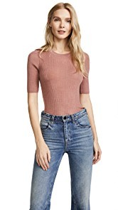 T by Alexander Wang Wash &amp; Go Rib Short Sleeve Tee