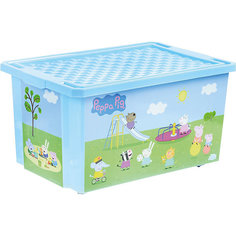 Ящик для хранения игрушек Little Angel "Свинка Пеппа", 57 л., на колесах (голубой)