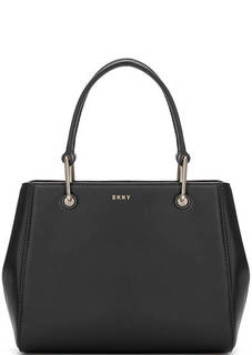 Кожаная сумка с короткими ручками и съемным ремнем Dkny