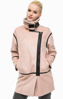 Розовая дубленка с контрастной отделкой Glamorous