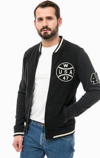 Хлопковый бомбер с нашивками Wrangler