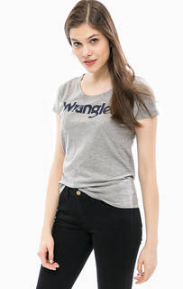 Серая футболка с логотипом бренда Wrangler