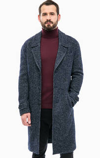 Синее шерстяное пальто с карманами Drykorn