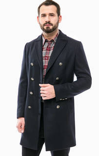 Синее шерстяное пальто с карманами Drykorn