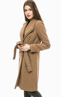 Коричневое пальто с поясом Vero Moda