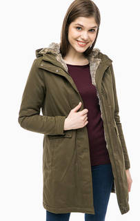 Парка цвета хаки с капюшоном Lacoste