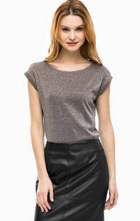 Серебристая футболка из вискозы Comma