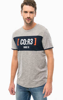 Серая футболка с контрастным принтом Jack & Jones