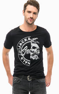 Хлопковая футболка с принтом Jack & Jones