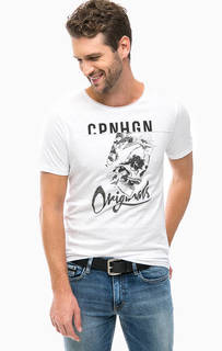 Белая хлопковая футболка с принтом Jack & Jones