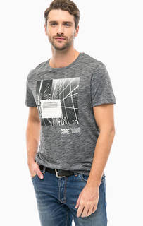 Серая хлопковая футболка с принтом Jack & Jones