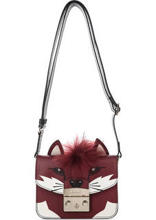 Маленькая кожаная сумка с меховой отделкой Furla